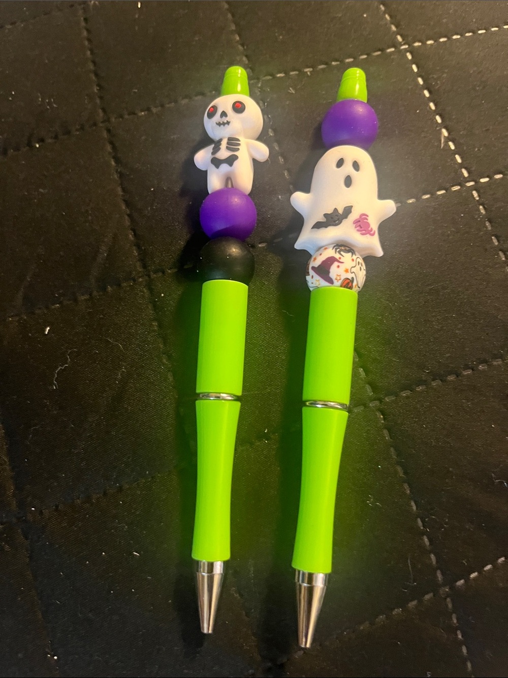 2 pc Beaded - Halloween-themed pens perfect for the office, ghost, skeleton 12